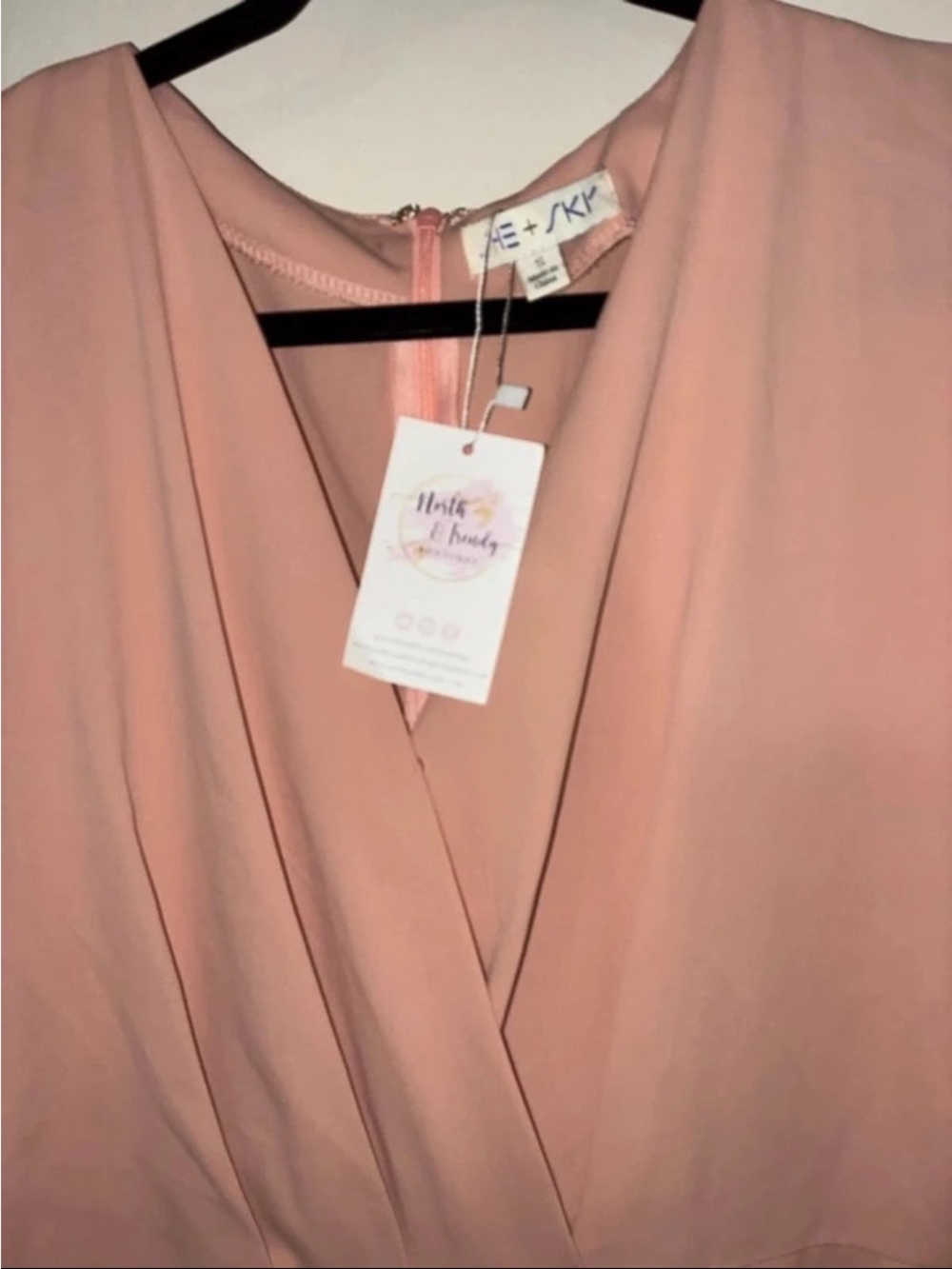 & Other Stories Blush Pink V-Neck Pleated Jumpsuit